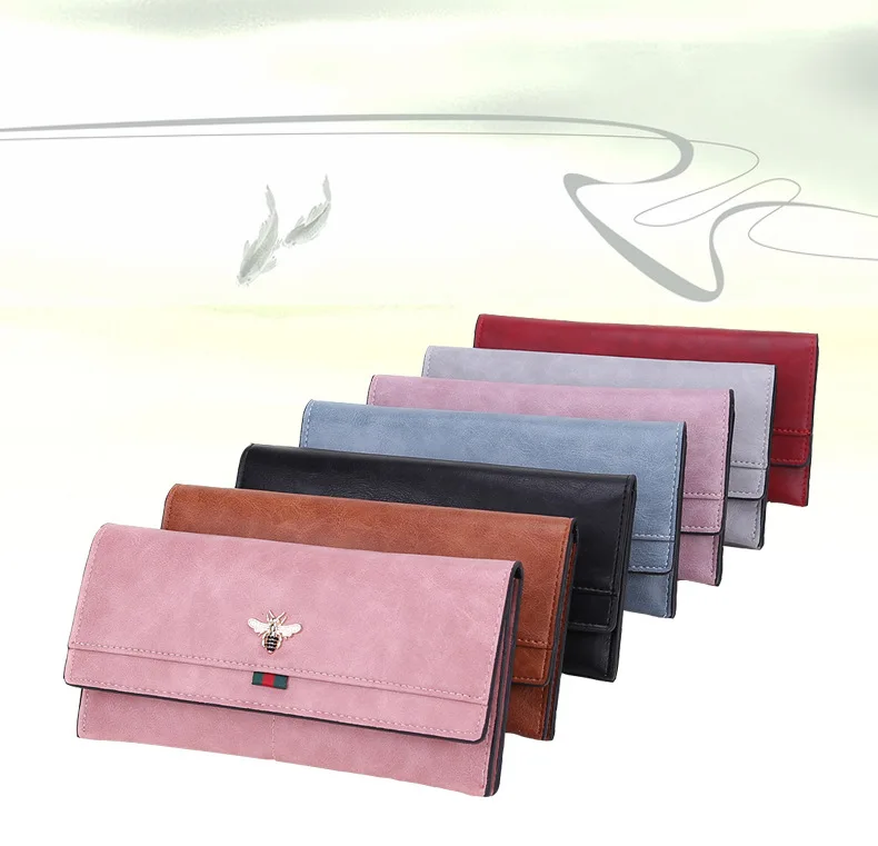 Модный длинный кошелек женский 2 сложения высокое количество PU кожаный бумажник