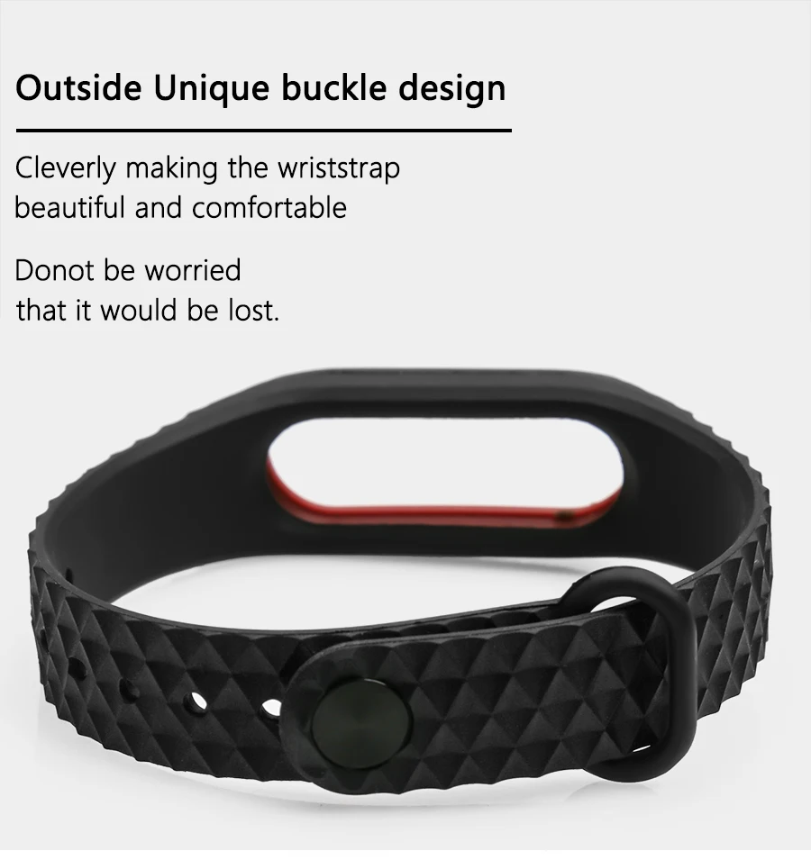 BOORUI mi band 2 ремешок Pulseira силиконовый mi band 2 аксессуары Алмазный ремешок на запястье анти-потеря двойной цвет сменный ремешок для часов