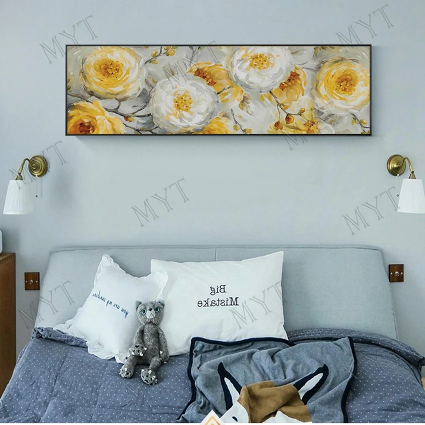 Большие размеры красивые цветы ручная роспись Настенная картина абстрактная