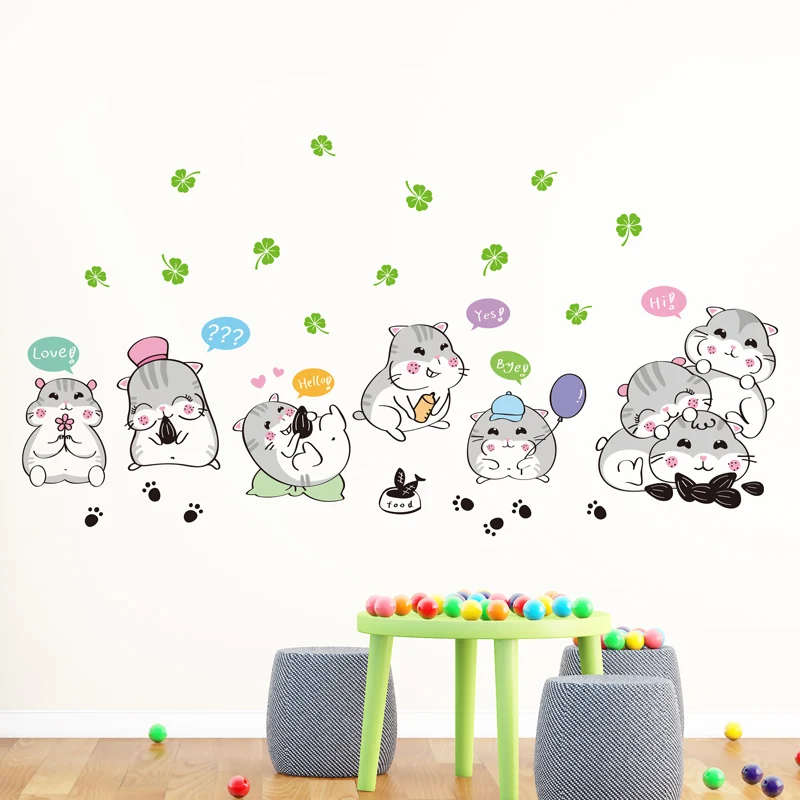 [Dreamarts] мультфильм милые хомяки Животные наклейки на стену ПВХ материал DIY