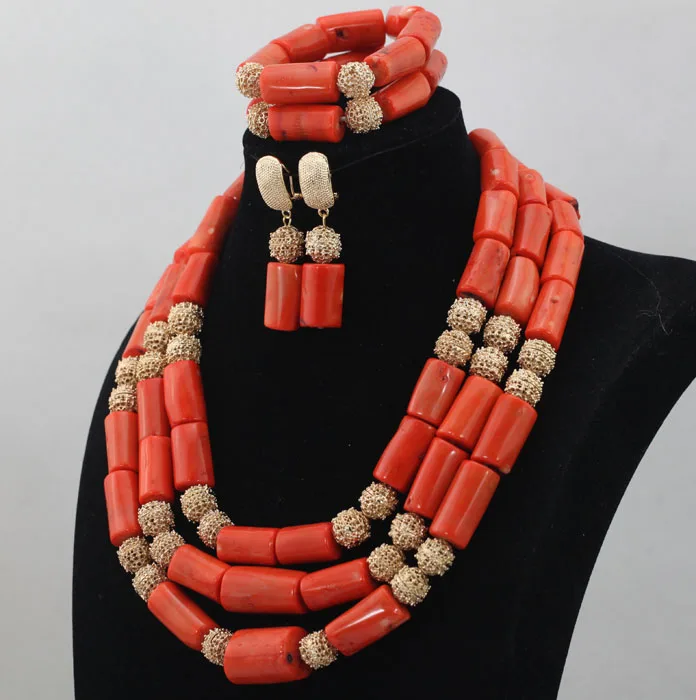 2016 нигерийские Коралловые бусы Свадебный комплект ювелирных изделий