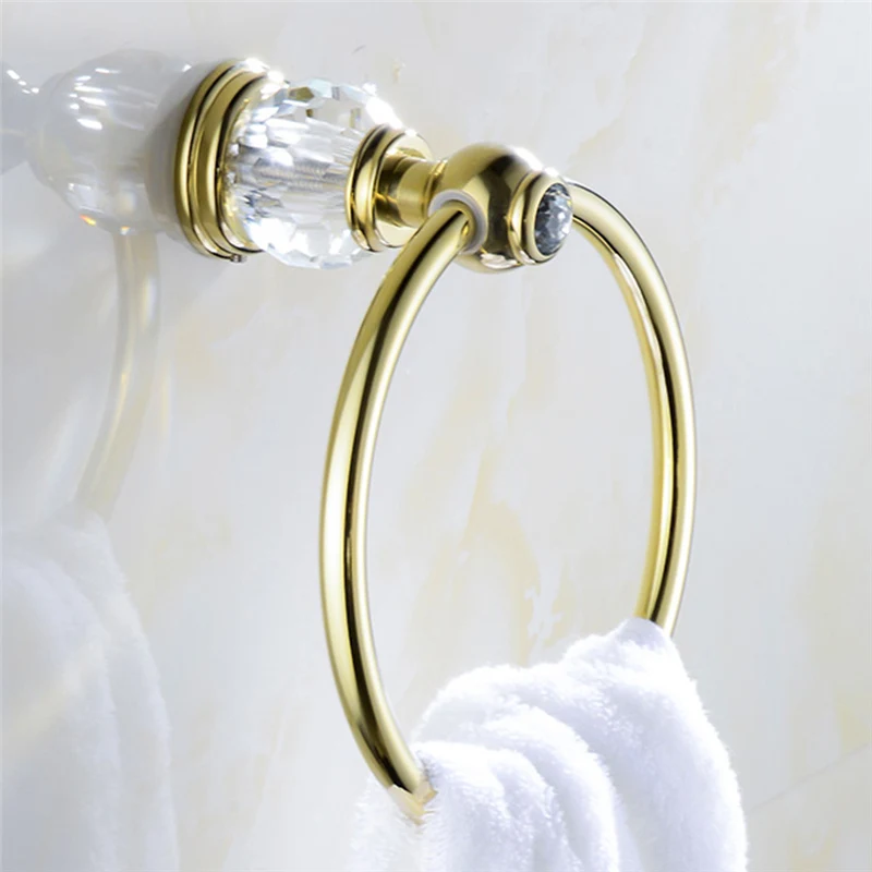 Лейден роскошный золотой Латунный &amp кристаллический держатель для полотенец