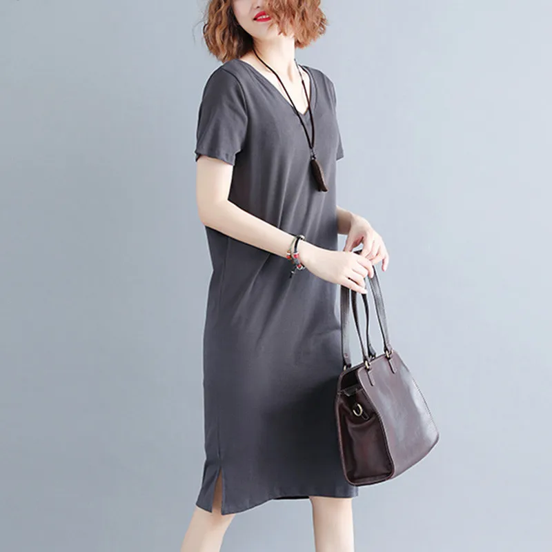 2019 плюс Размеры Для женщин летнее платье футболка женские с короткими рукавами