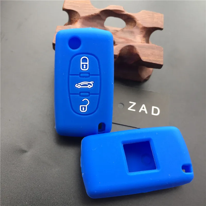 Силиконовый резиновый чехол ZAD для автомобильного ключа защитный Peugeot 107 207 307 407 308