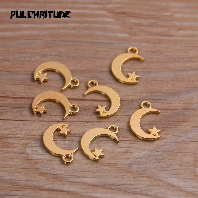 

30PCS 11*17mm Three Color Vintage Metal Zinc Alloy Small Moon Star Charms Fit Jewelry Pendant Charms Makings