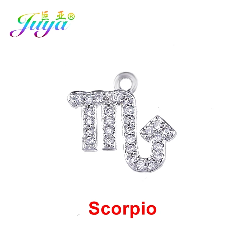 White Gold Juya DIY золото/серебро 12 Знак зодиака, Созвездие Подвеска Аксессуары Подвески для женщин браслет ожерелье серьги изготовление ювелирных изделий - Окраска металла: White Gold