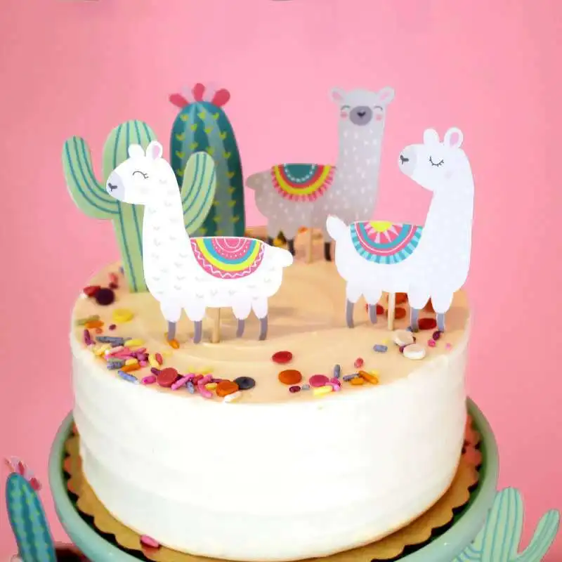

Omilut 5pcs Alpaca Cactus Cake Topper LLama Party Decorations Cartoon Cute Alpaca Birthday Party Decoration Supplies