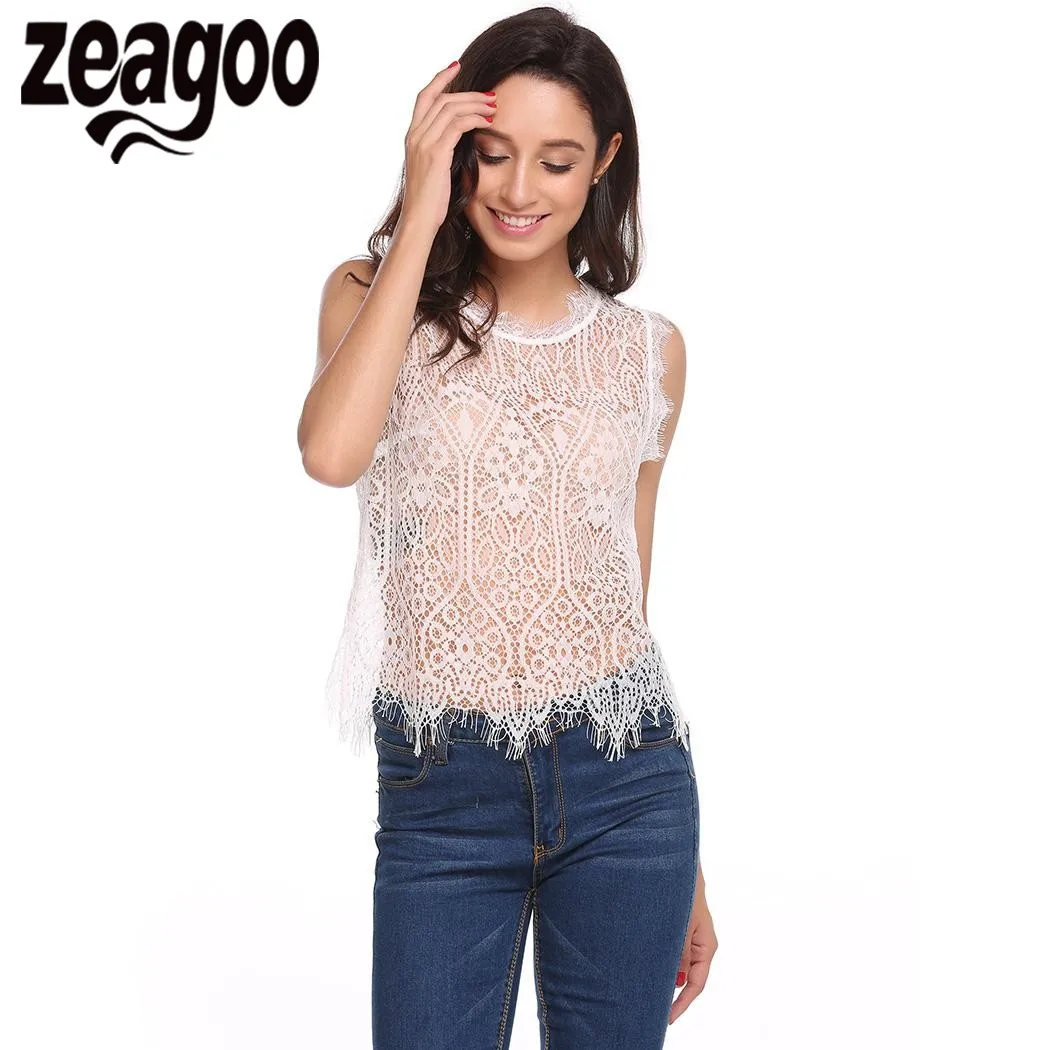 Zeagoo Лето 2017 г. Для женщин Безрукавки для Повседневное o образным вырезом без