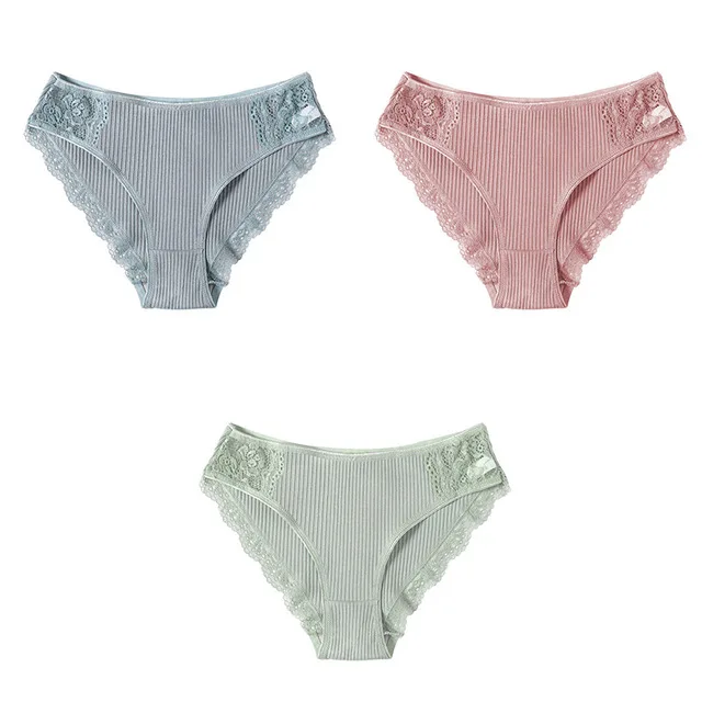set 3 Cotton 3 шт, хлопковое нижнее белье, женские трусики, набор, удобные трусы, цветочные кружевные трусы для женщин, сексуальные трусики с низкой посадкой, нижнее белье - Цвет: set 3