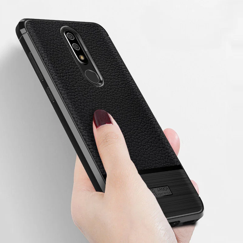 SRHE для Nokia 5 1 6 Plus чехол с текстурой личи кожа углеродное волокно мягкое