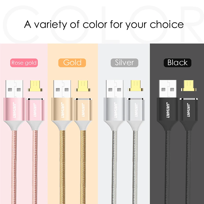 Магнитный кабель JianHan 2 в упаковке Micro USB зарядное устройство 1 м плетеная быстрая