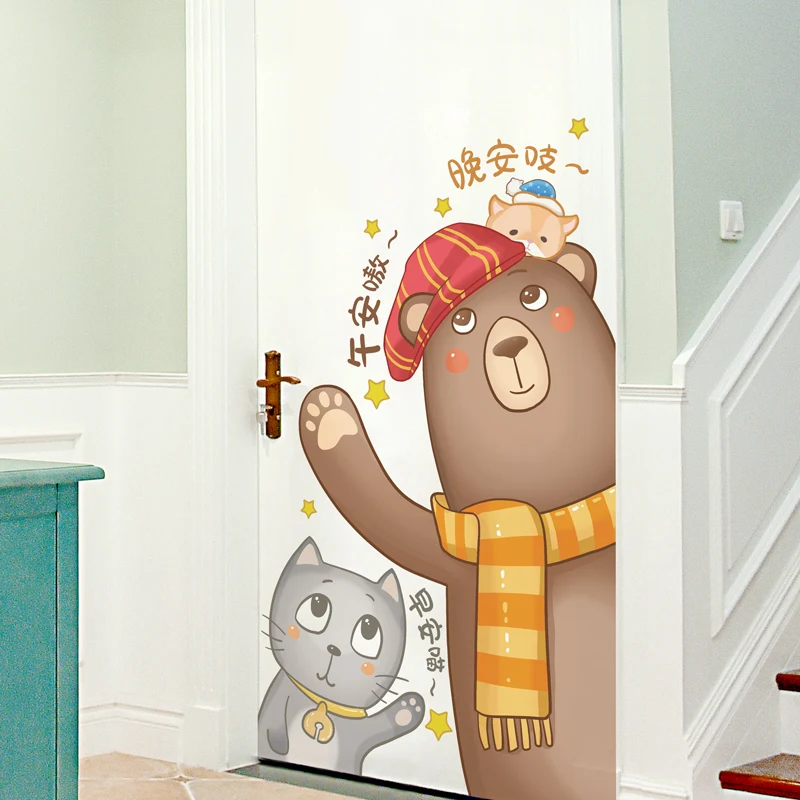 [Shijuekongjian] кошки наклейки на стену в виде медведя DIY мультфильм настенные с
