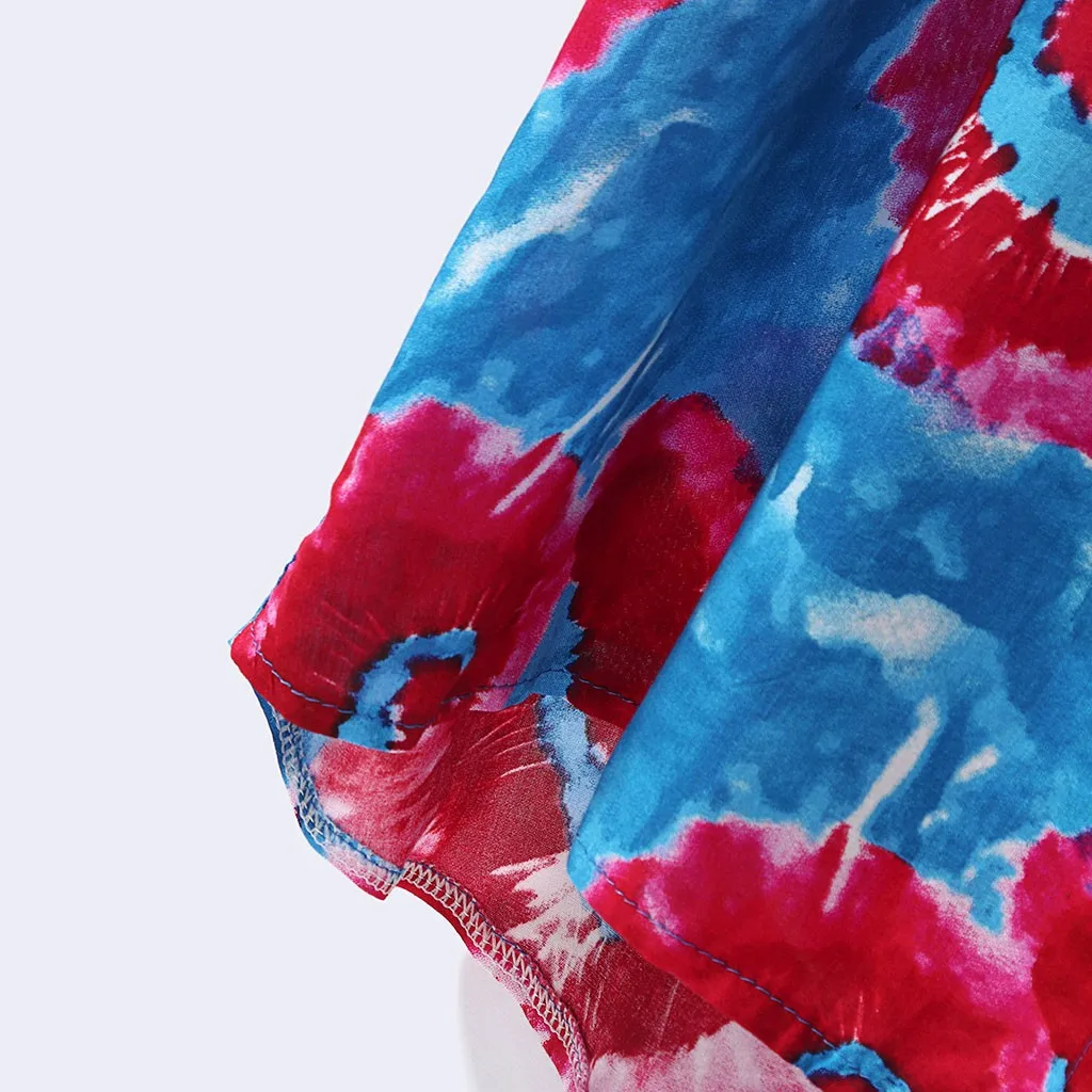 Womail Fashion печатных Гавайский свободные короткий рукав Повседневное кнопки рубашка мужская летняя Повседневное Хлопковая футболка с коротким рукавом; сезон лето