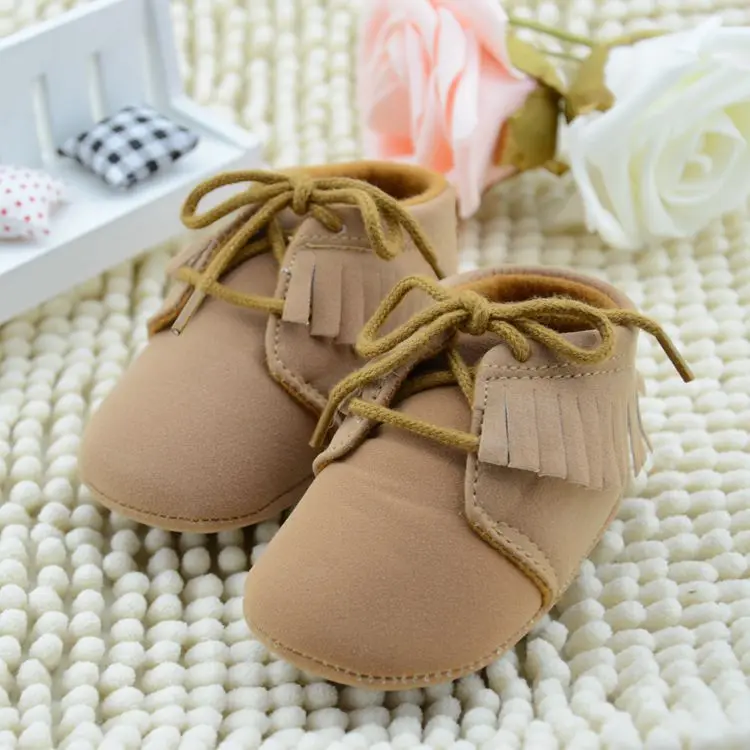 New First Walkers Solid Soft Sole Cotton Fabric Winter Crib Toddler Tassel Spring And Autumn Short Boots For Baby Shoes |
