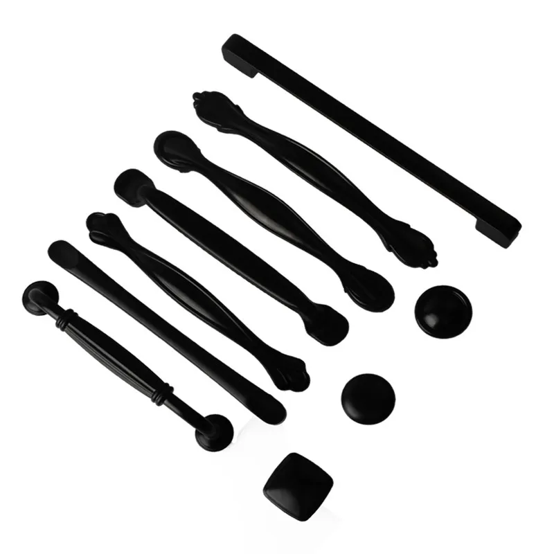 

FENG YE Aluminum alloy Black Cabinet Handles American style Kitchen Cupboard Door Pulls Drawer Knobs Fashion Furniture Handle Ha