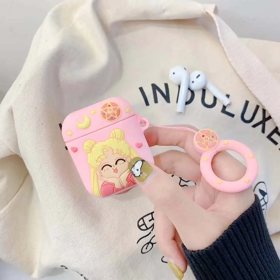 3D сумка Sailor Moon для гарнитура airpods мягкий силиконовый чехол милый Sakura беспроводной