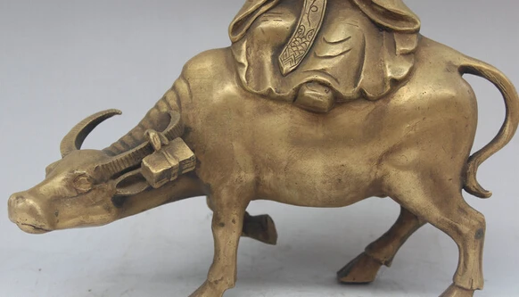 JP S0524 12&quot Chinese Taoism Brass Bull Oxen Tai Shang Lao Jun Taoist priest God Statue Discount 35% | Дом и сад