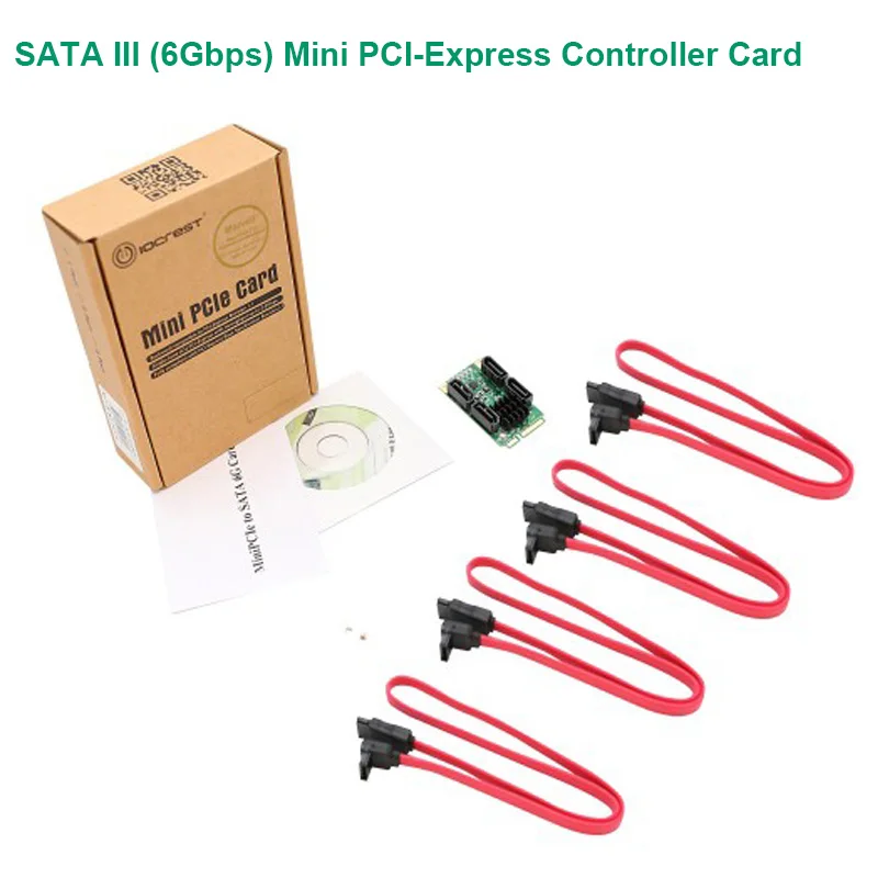 4 порта SATA III 6G Mini PCIE PCI e Marvel 88SE9215 Карта контроллера 3 0 mini Express карта адаптера