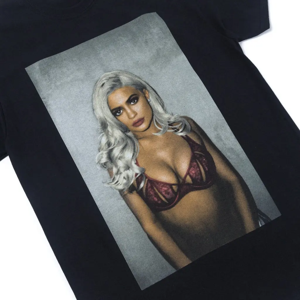 Черная Женская футболка Kyliejenner с принтом 2019 модные сексуальные свободные