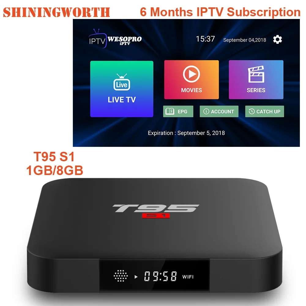Android 7,1 tv Box T95 S1 с M3U IP tv подписка Италия Великобритания немецкий французский испанский поддержка Enigma2 Smart tv PC Linux tv Box - Цвет: 1G8G 6 Months IPTV