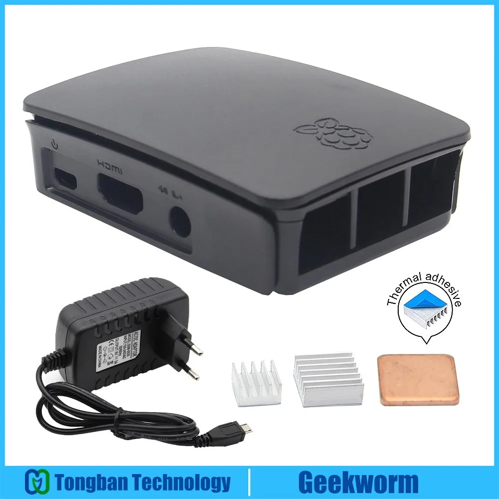 Raspberry pi 3 B + чехол из АБС пластика с 5 В А Европейский блок питания радиаторы