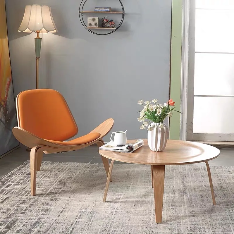 

Бесплатная доставка U-BEST Hans Wegner Стиль трехногий ракушка кресло пепел фанера черная Искусственная Кожа современный стул раковины цеплик