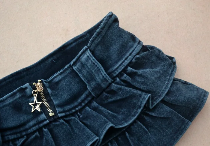 Горячая сексуальная ночной клуб DS юбка с оборками стрейч джинсовая мини-юбка Qi fart