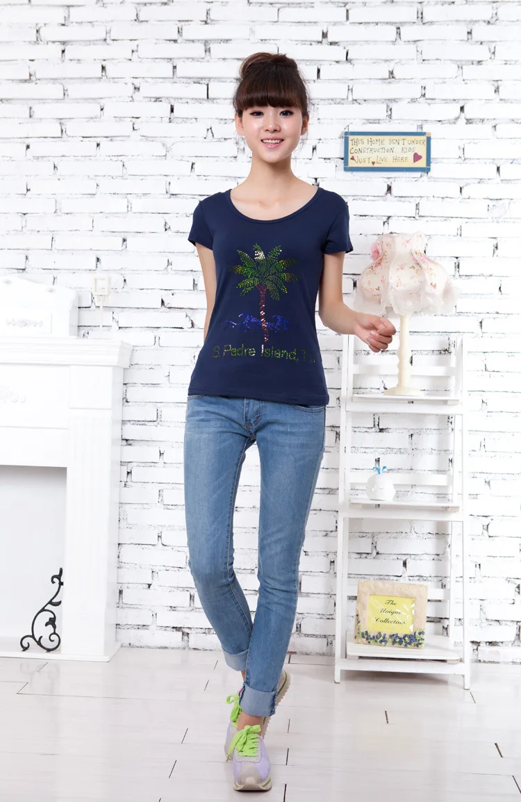 Бесплатная доставка! 10 шт.! Модная футболка с кокосовым деревом термотрансферный