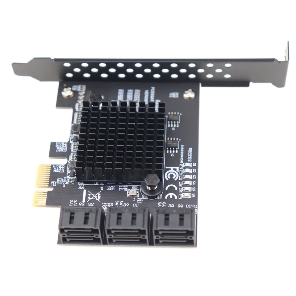 6-Порты и разъёмы PCIe 2,0x1 SATA III адаптер карты Marvell Чипсет Non-Raid для IPFS жесткого диска добычи полезных ископаемых и добавления SATA 3,0 устройств