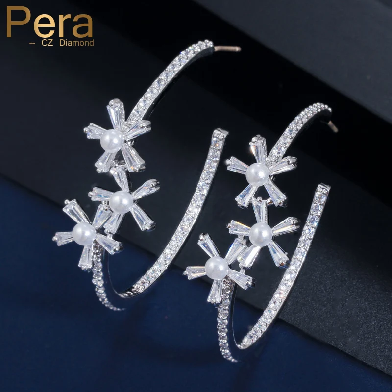 Pera элегантные свадебные серьги кольца с кубическим камнем тонкие большие