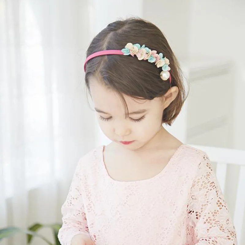 Новая Элегантная повязка для волос принцессы розовый бант с цветами стразы на