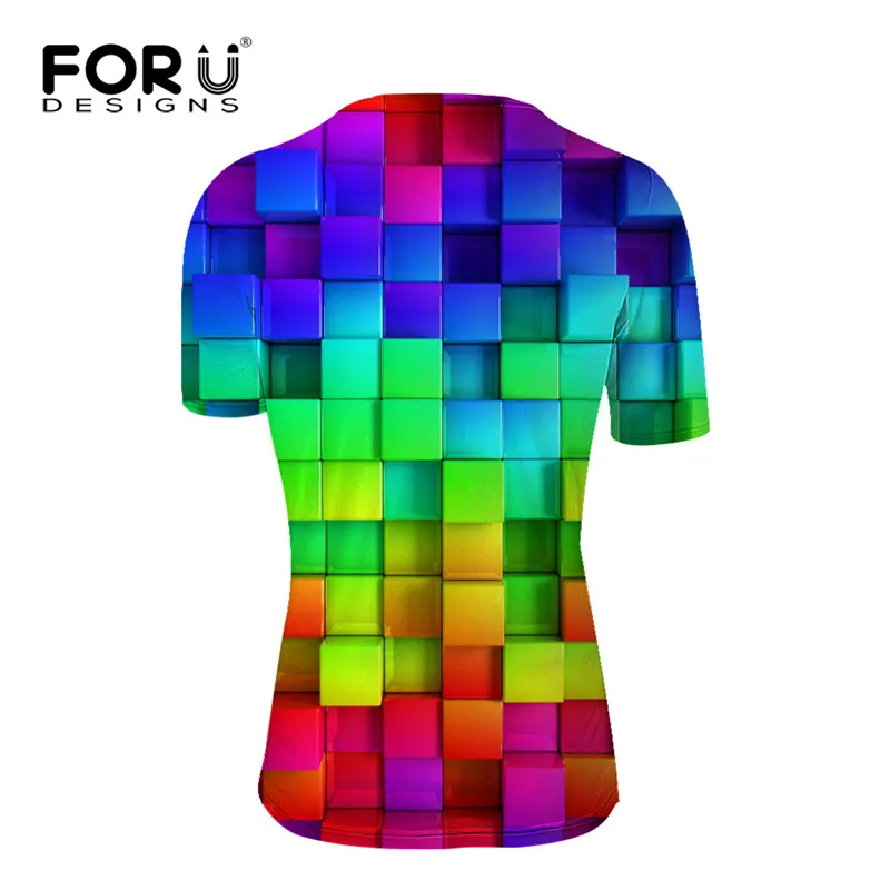 FORUDESIGNS крутая красочная Мужская футболка с геометрическим принтом дизайнерская