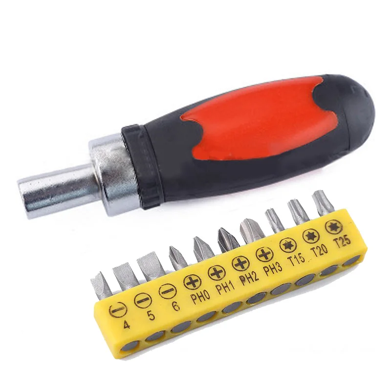 Быстрая замена Сверла Набор бит Магнитная отвертка 10 шт + красный хвостовик