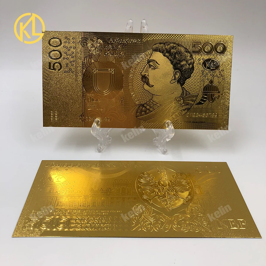 1 шт. польская злотая Золотая банкнота 50PLN с сумкой COA для partriotism ремесла коллекции и игры token money