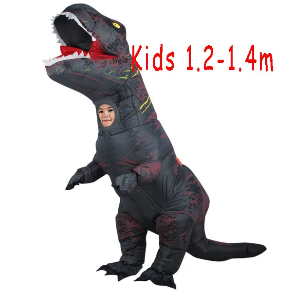 Kids Black T Rex Надувной костюм динозавра для взрослых и детей, костюм T REX, маскарадный костюм, маскарадный костюм на Рождество и Хэллоуин для мужчин и женщин - Цвет: Kids Black T Rex
