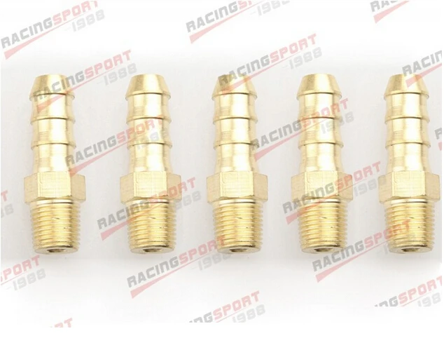 

5PCS 4mm Hose Barb To 1/4" NPT Male Pipe Thread Brass Straight Fitting