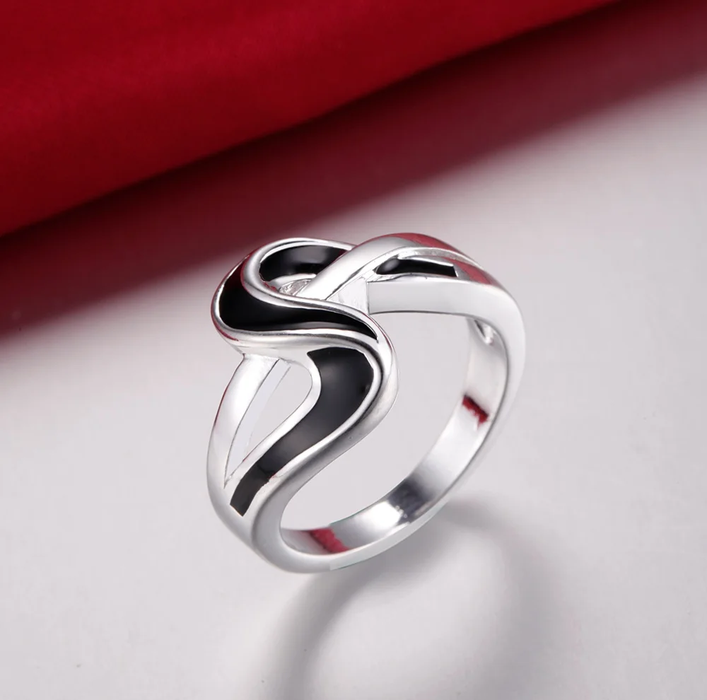 Преувеличенные темные полосы оптом 925 ювелирные изделия посеребренные кольца
