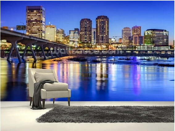 

Custom modern wallpaper,skyline on the James River,3D photo landscape for living room bedroom kitchen wall vinyl wallpaper