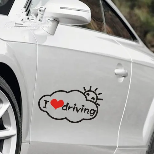 

Милый автомобильный стикер с надписью «I Love Driving Words With Heart & Sun» для хвоста/всего корпуса Z2CA363