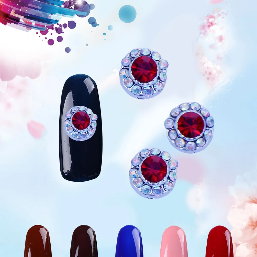 10 шт. круглые Стразы для ногтей дизайнерские бусины дизайна украшение красные