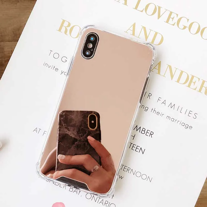 Роскошный макияж зеркальные телефонные чехлы для iphone X подушка безопасности ТПУ