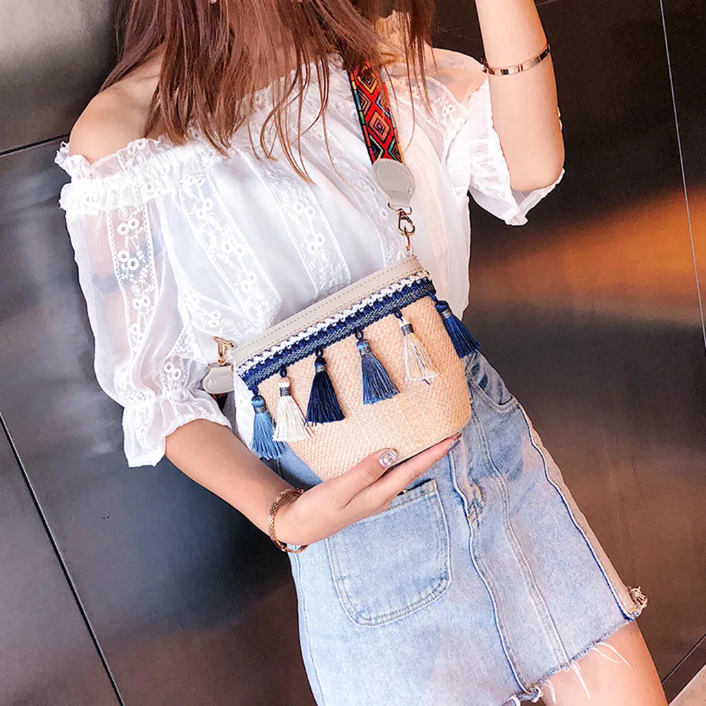 Сумка OCARDIAN женская на молнии винтажная Соломенная Сумочка в этническом стиле с
