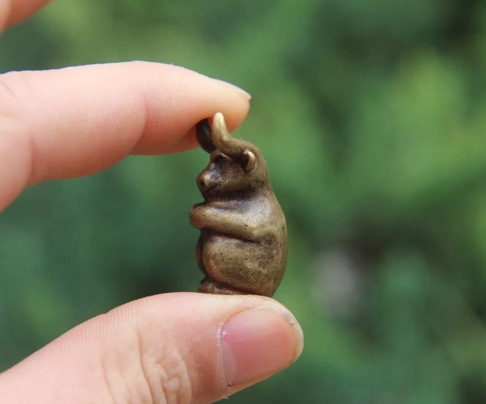 3 5 см Китай 100% чистый Бронзовый Зодиак животное амулет чудовище Бык