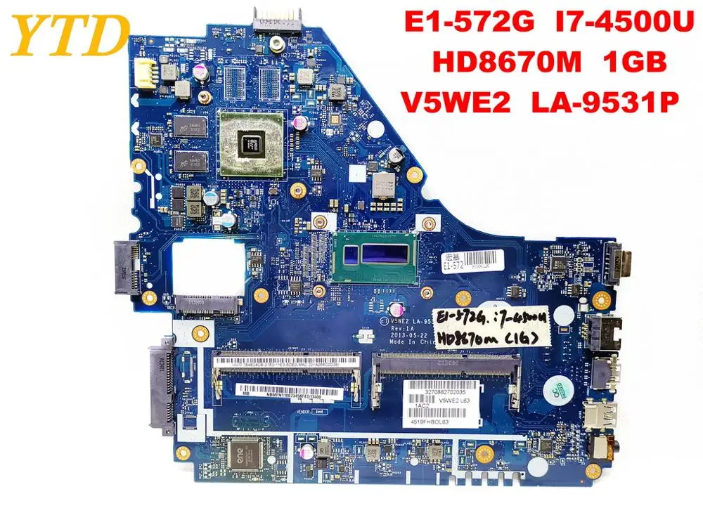 Оригинальный Для ACER E1 572G Материнская плата ноутбука I7 4500U HD8670M 1 ГБ V5WE2 LA 9531P