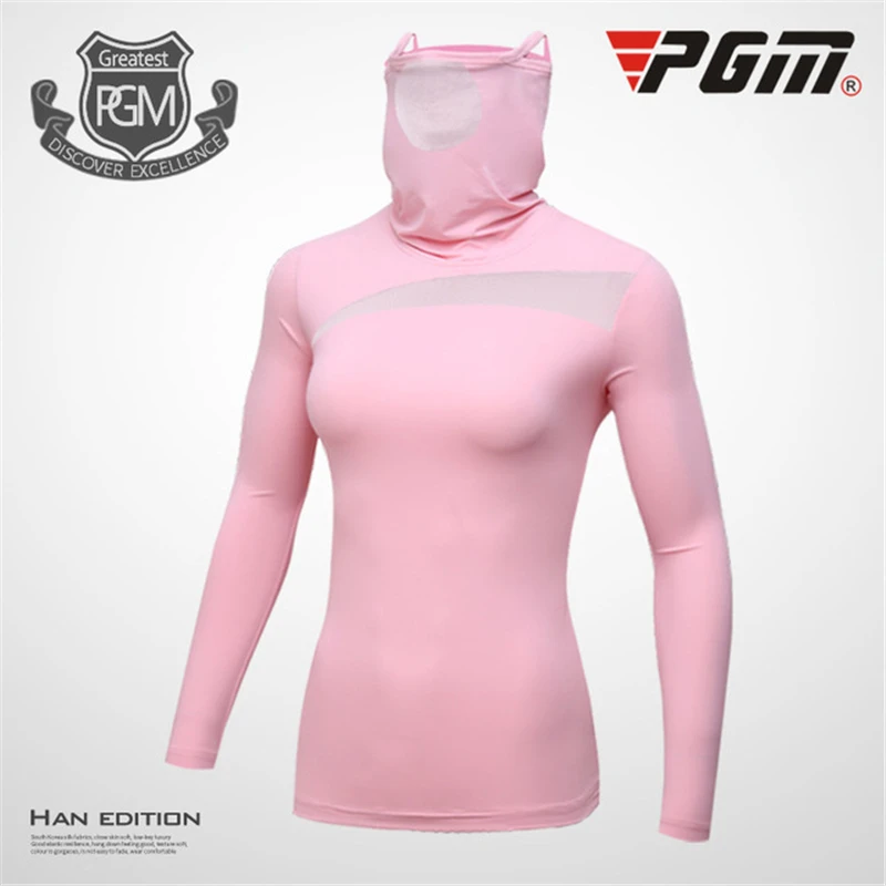 

Pgm Gollf Womens Tops Sun Protection Long Sleeve T Shirts Ladies Mask Ice Silk Shirts Female Quick Dry Tops AA60446