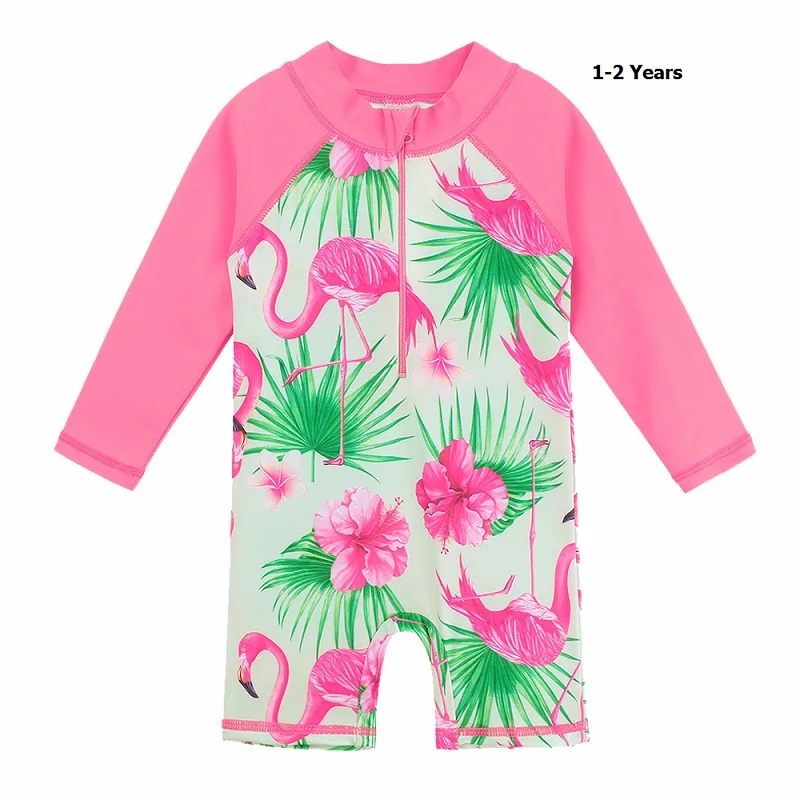 1-2 Years S297 PF BAOHULU, милый купальный костюм для маленьких девочек UPF50+, купальные костюмы с длинными рукавами и цветочным рисунком для малышей цельный купальный костюм для детей - Цвет: 1-2 Years S297 PF