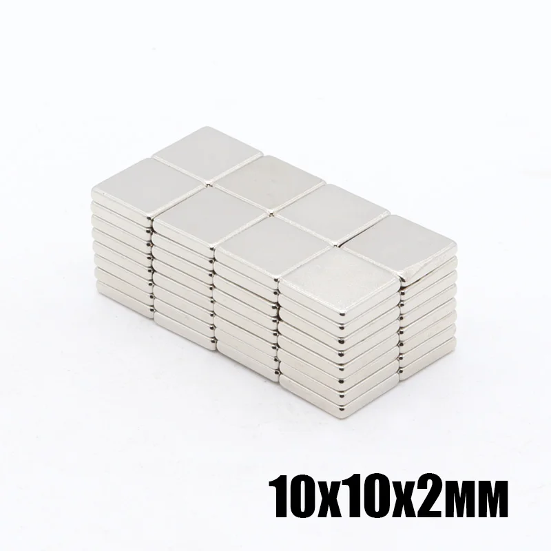 100 шт. 10x10x2 мм N35 Сильный квадратный NdFeB редкоземельный магнит 10*10*2 неодимовые