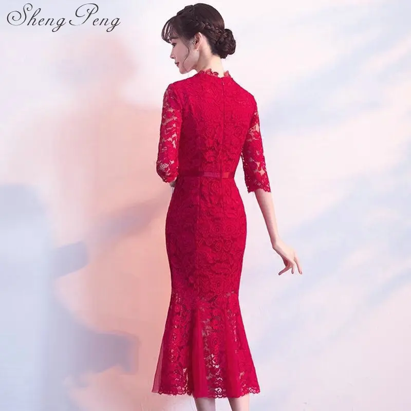 Новое поступление китайское платье qipao с рукавом до локтя платья в восточном