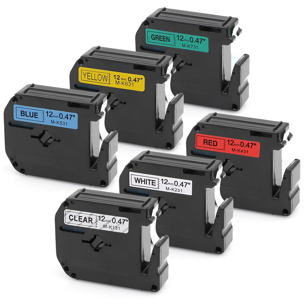 6 шт. 12 мм Совместимость Брат M лента K131 K231 K431 K531 K631 K731 для Brother P touch PT65 PT70 PT80 PT85 * 8