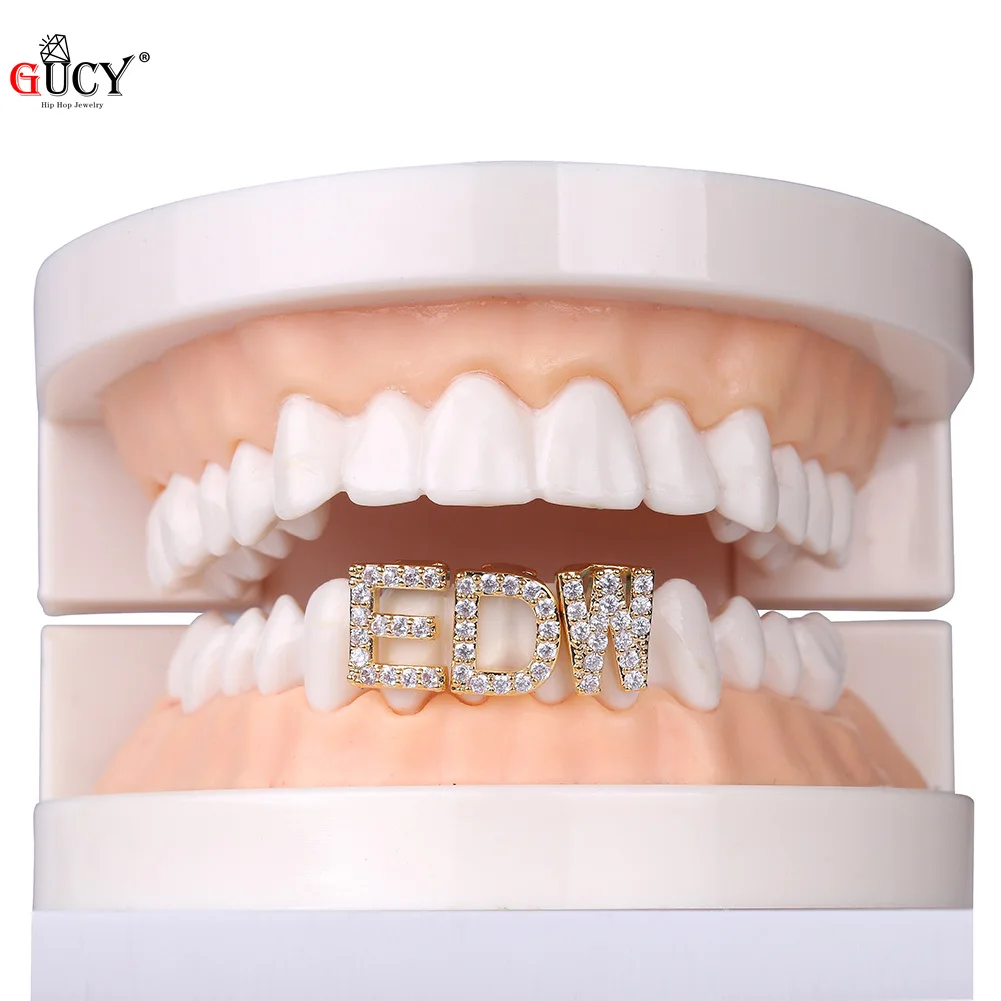 GUCY, новинка, хип-хоп, 26 букв, золото, серебро, зубы, Grillz, все, Iced Out, микро, Pave CZ зубья, грили с силиконом для рождественского подарка